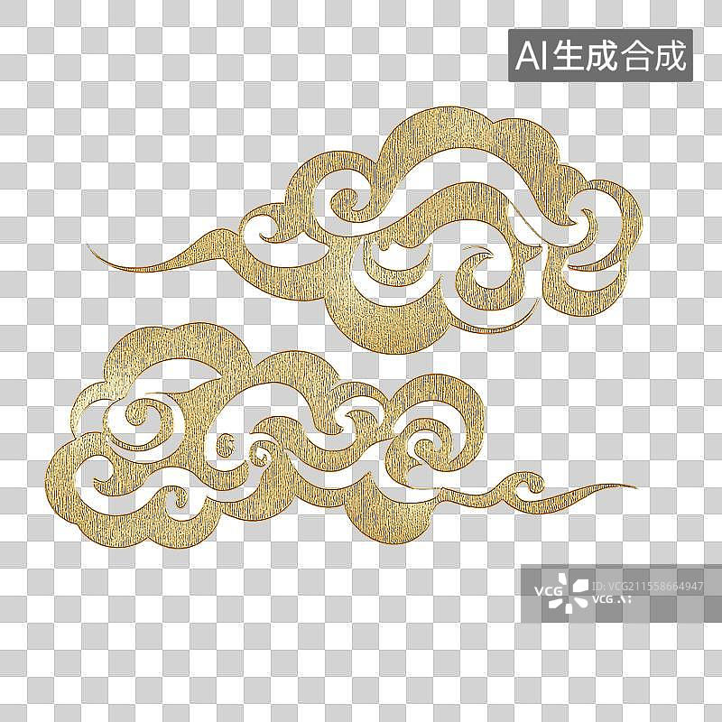 【AI数字艺术】金色祥云金箔花纹免扣元素图片素材
