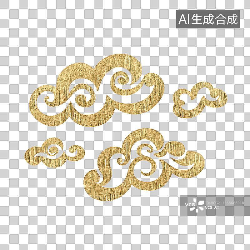 【AI数字艺术】金色祥云金箔花纹免扣元素图片素材