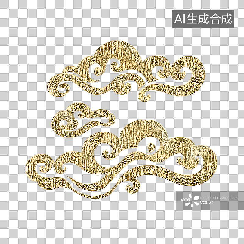 【AI数字艺术】金色祥云金箔花纹免扣元素图片素材