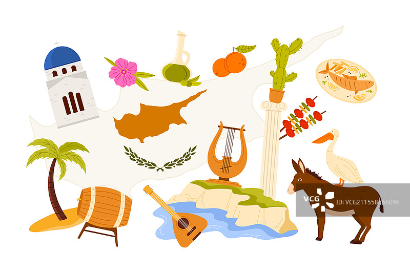 前往塞浦路斯的文化元素和著名美食图片素材