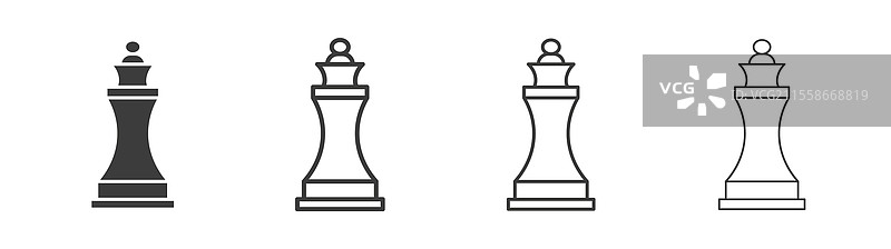 国际象棋女王图标集图形设计图片素材