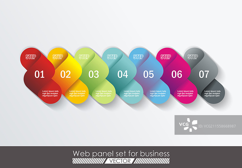 简约时间线或选项线设计。可用于工作流程布局、图表、数字选项、网页设计。图片素材