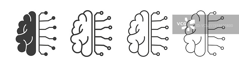 大脑电路图标集图形设计图片素材