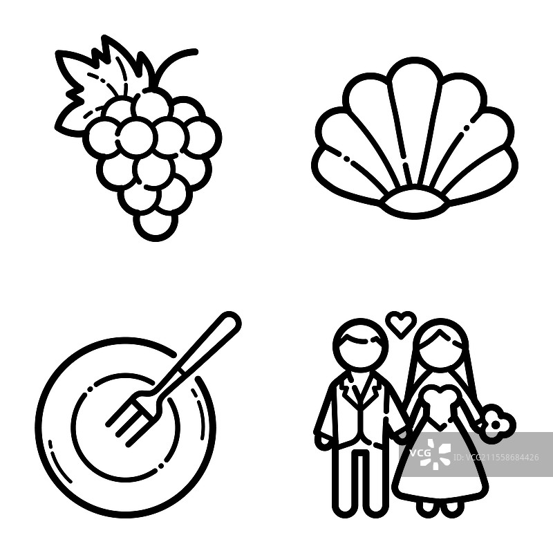 基本扁平图标集，孤立在白色背景上图片素材