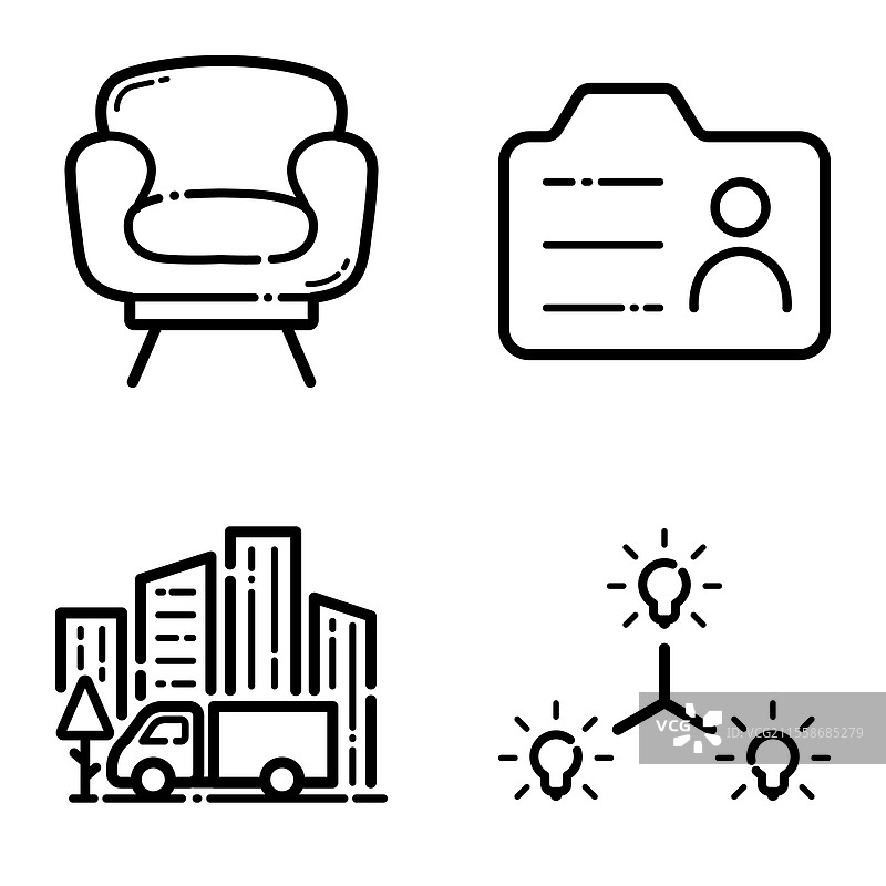 基本扁平图标集，孤立在白色背景上图片素材