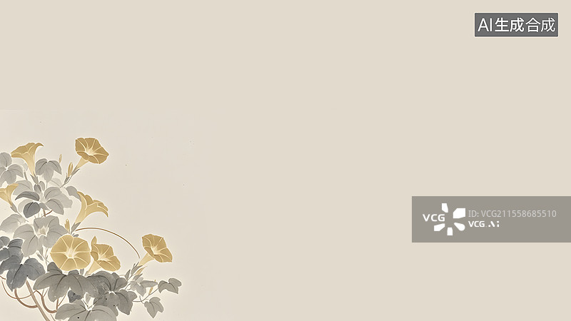 【AI数字艺术】水墨画牵牛花左下图片素材