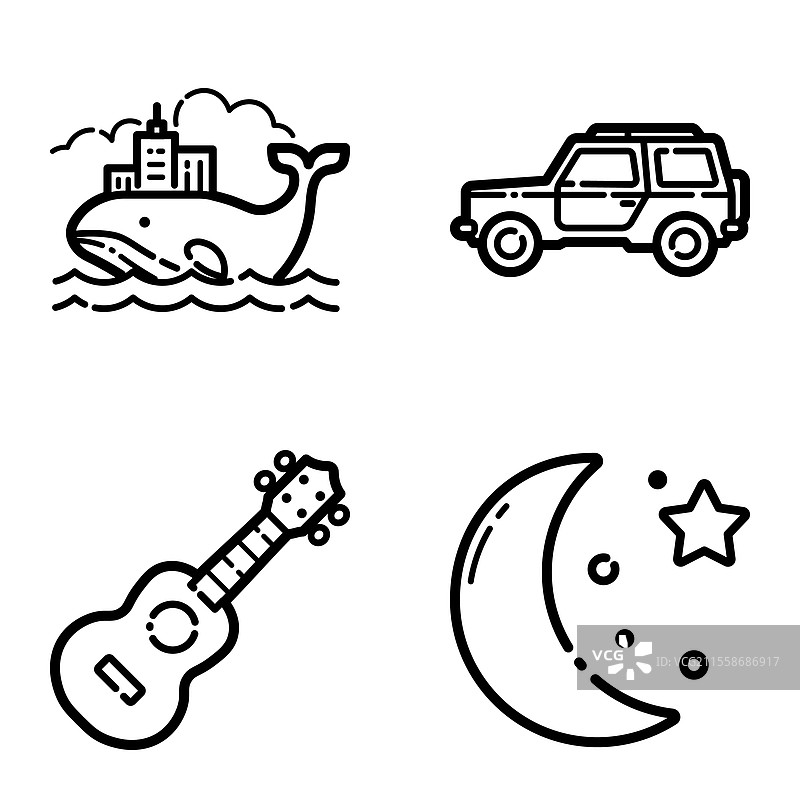 基本扁平图标集，孤立在白色背景上图片素材