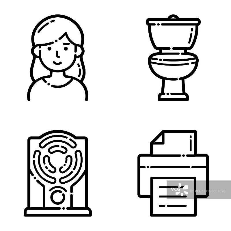 基本扁平图标集，孤立在白色背景上图片素材