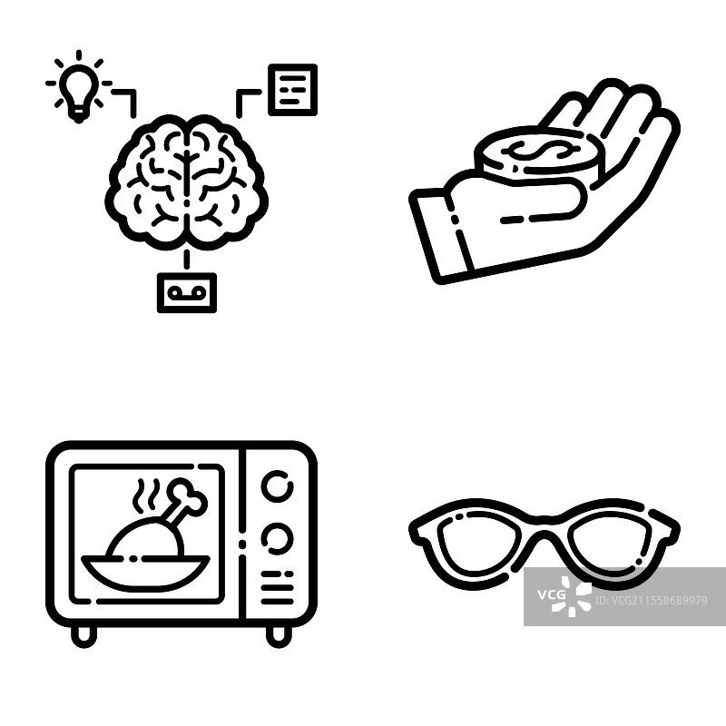 基本扁平图标集，孤立在白色背景上图片素材