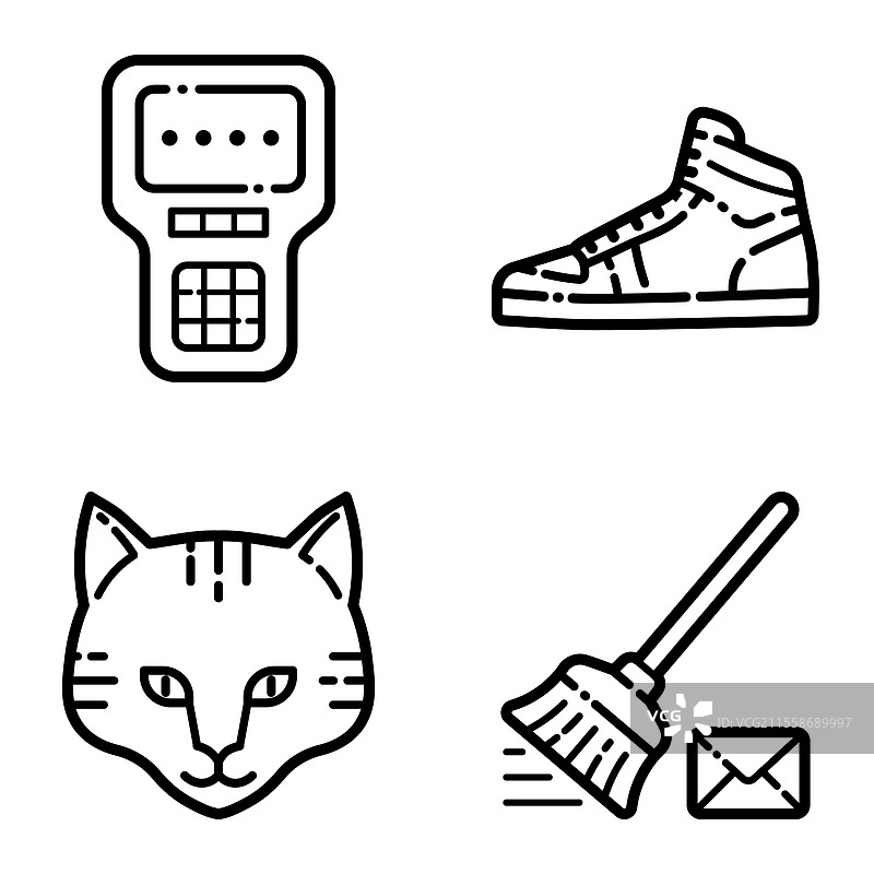 基本扁平图标集，孤立在白色背景上图片素材