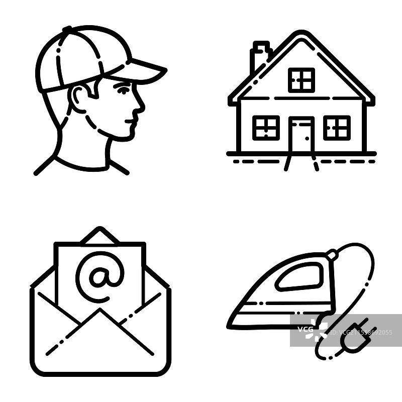 基本扁平图标集，孤立在白色背景上图片素材