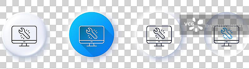 扳手工具线条图标，监控或计算机维修图片素材