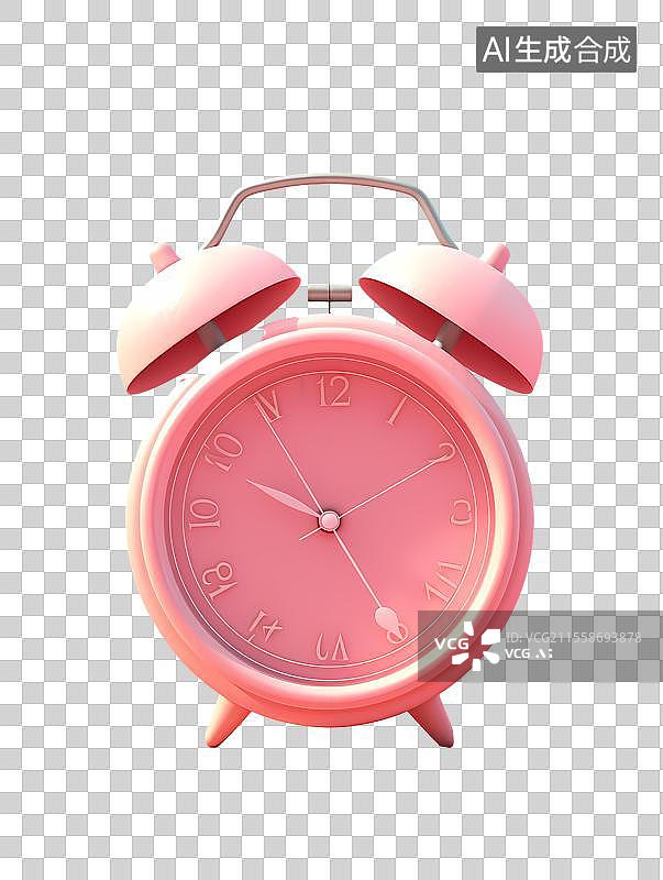 【AI数字艺术】粉色双铃复古风闹钟图片素材
