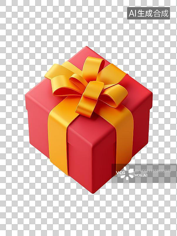 【AI数字艺术】红色礼盒配金色蝴蝶结图片素材