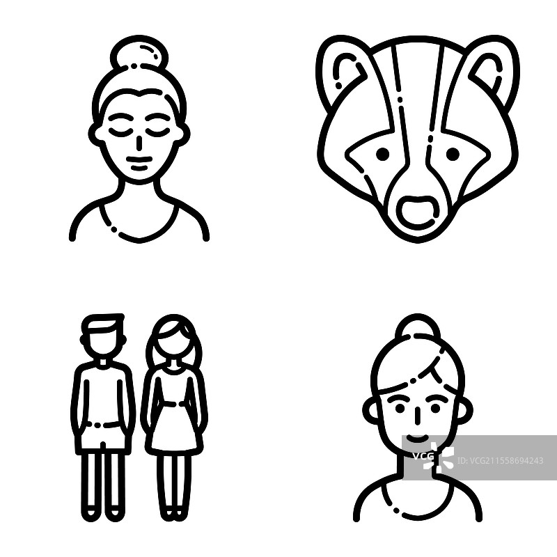 基本扁平图标集，孤立在白色背景上图片素材