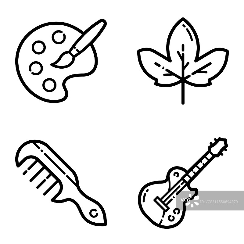 基本扁平图标集，孤立在白色背景上图片素材