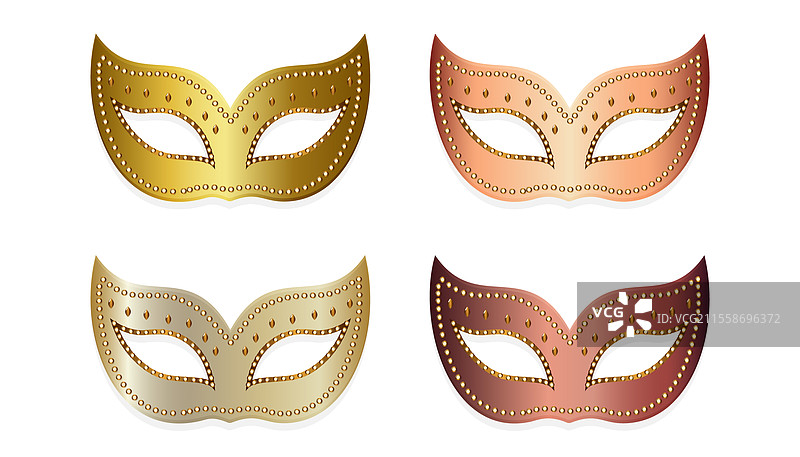一组平面孤立的嘉年华面具图片素材