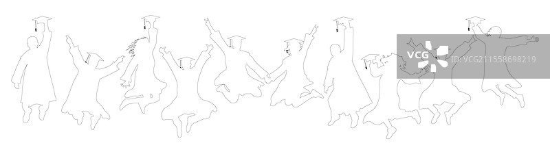 跳跃的毕业生轮廓图片素材