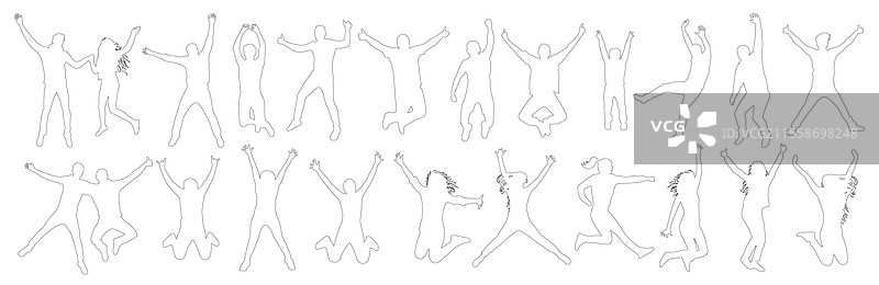 各种姿势跳跃的人物轮廓图片素材