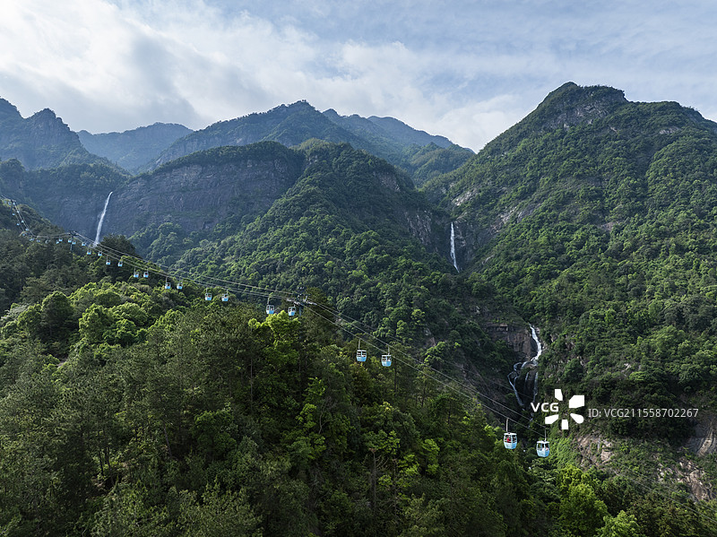 庐山秀峰瀑布航拍图片素材