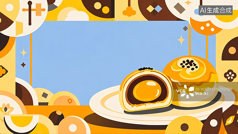 【AI数字艺术】2D卡通最大蛋黄酥插画图片素材