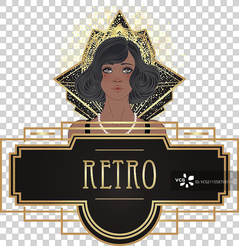 二十世纪二十年代的复古时尚魅力女孩，非洲裔图片素材