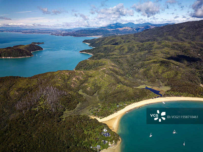 阿贝尔·塔斯曼国家公园的安克雷奇湾，新西兰南岛图片素材