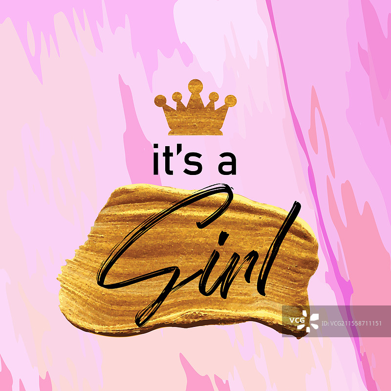 女孩的书法字母，配以金色装饰图片素材