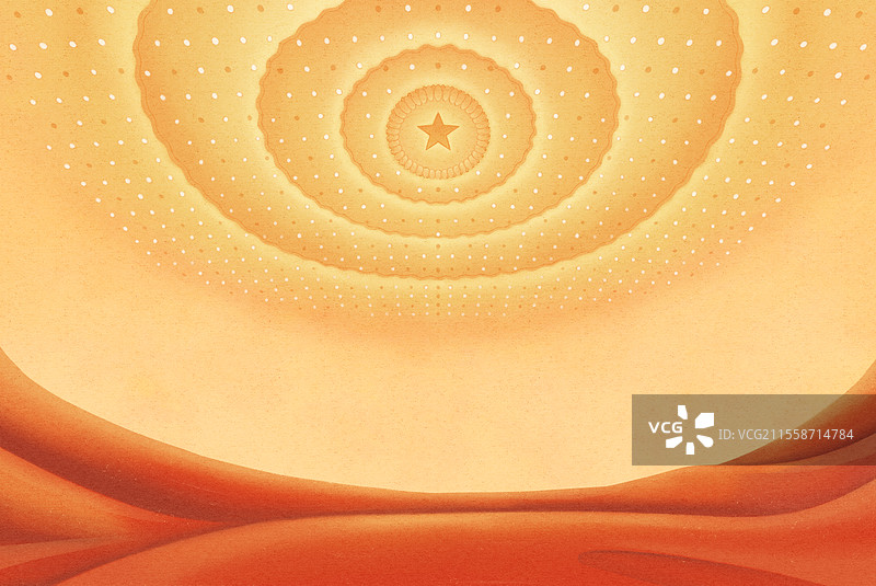 党建红绸背景手绘插画图片素材