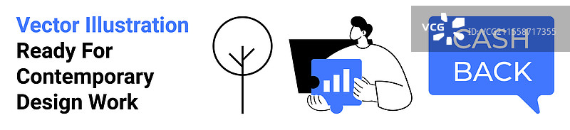 现代现金返还概念与数据分析图片素材