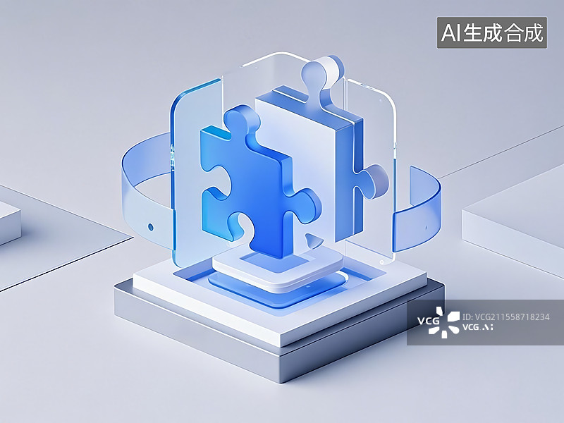 【AI数字艺术】一块拼图图标图片素材