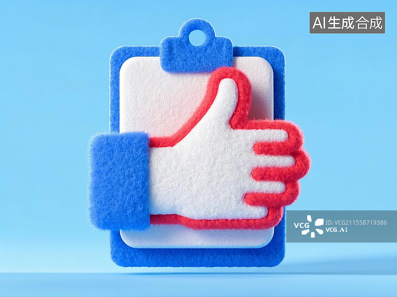 【AI数字艺术】3D卡通毛毡认可与鼓励的手势图片素材