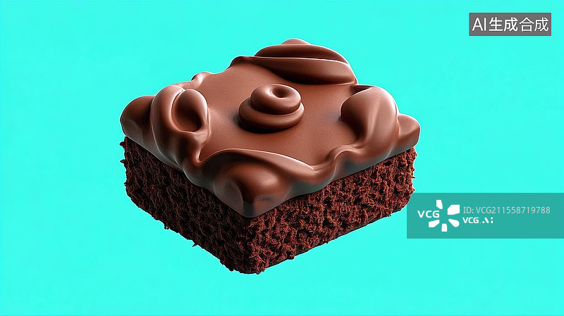 【AI数字艺术】3D卡通毛毡巧克力布朗尼图片素材