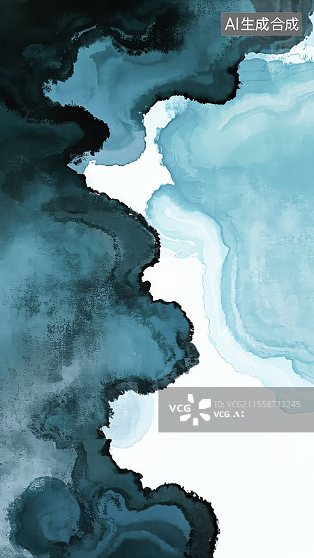 【AI数字艺术】蓝色水墨背景图图片素材