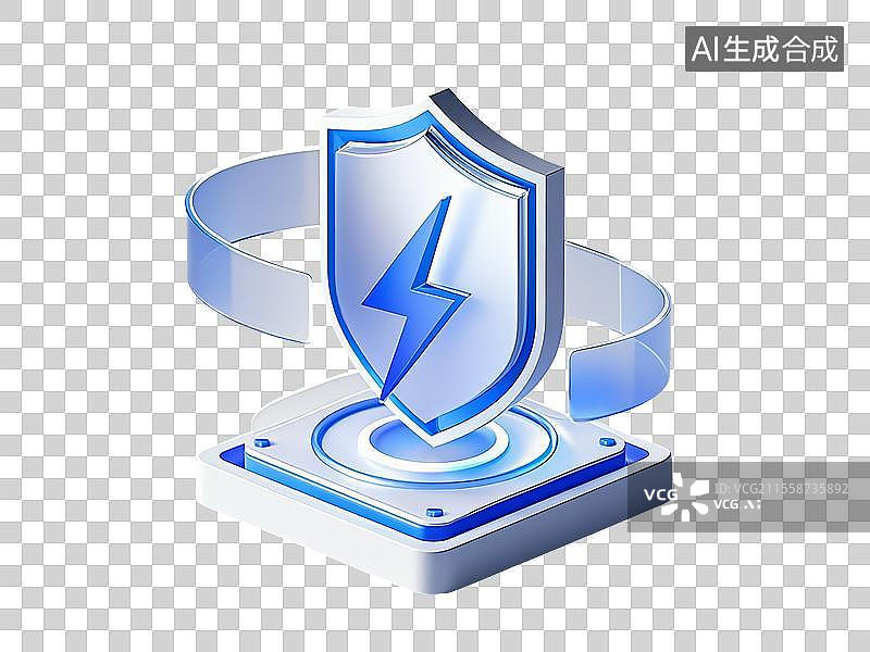 【AI数字艺术】B端图标-闪电护盾图片素材