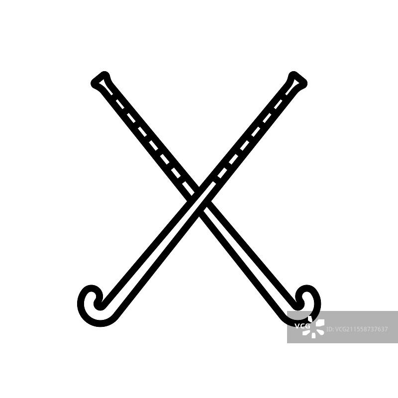 曲棍球棒交叉线条艺术运动图标图片素材