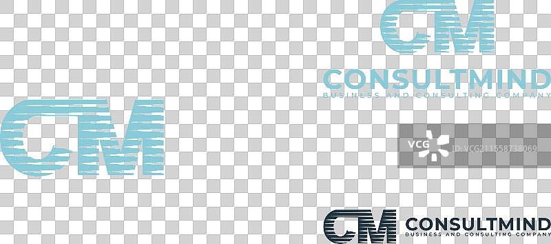 柔和蓝色的抽象首字母CM或MC标志图片素材