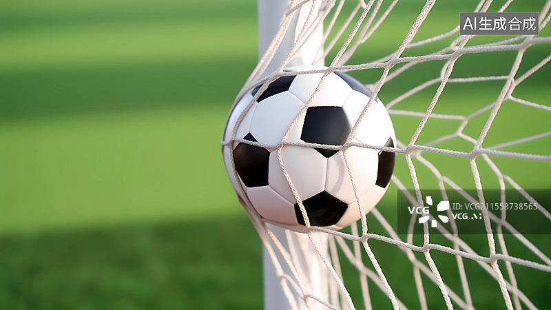 【AI数字艺术】足球破网的精彩瞬间图片素材
