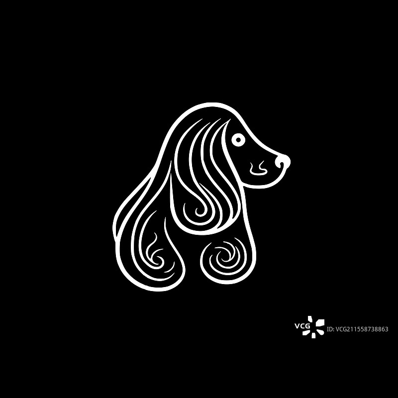 狗 - 极简和平面风格的标志图片素材