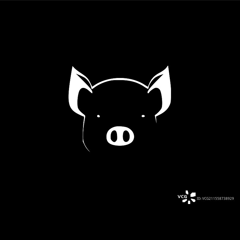 黑白色孤立的猪图标图片素材