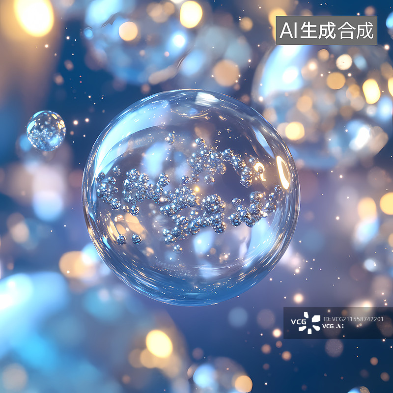 【AI数字艺术】梦幻透明气泡图片素材