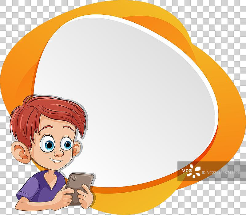 快乐地使用移动设备的卡通儿童图片素材