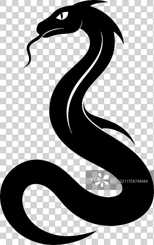 黑色剪影蛇的孤立符号或图标图片素材