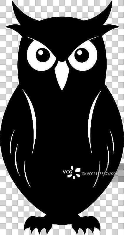 黑色猫头鹰坐姿剪影图片素材