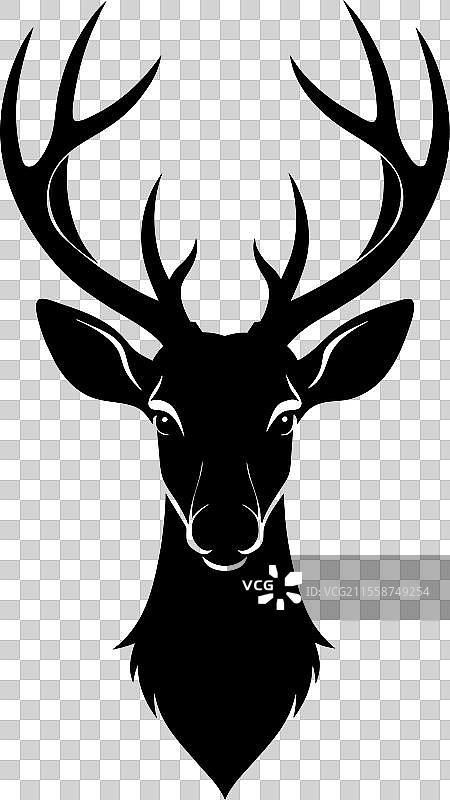 带角的鹿头轮廓图片素材