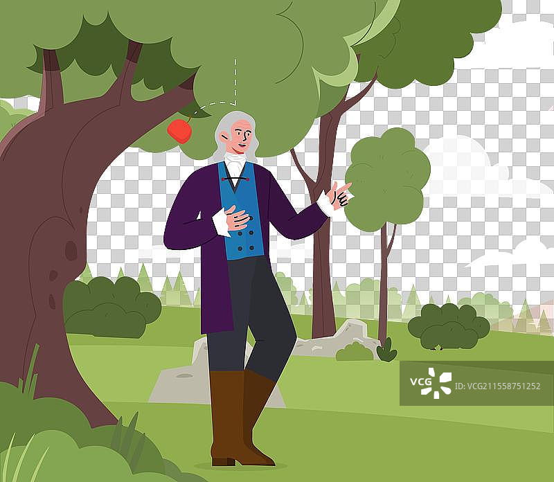 牛顿与苹果图片素材