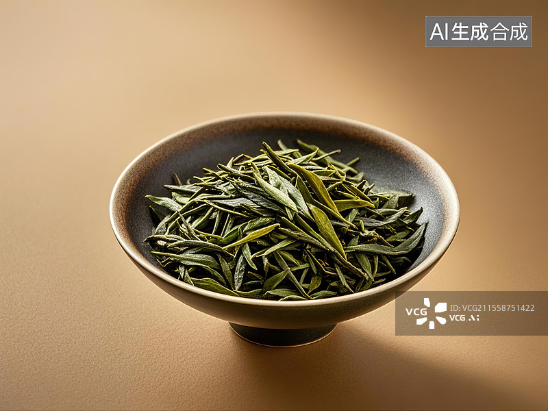【AI数字艺术】茶碗里装满了绿茶图片素材