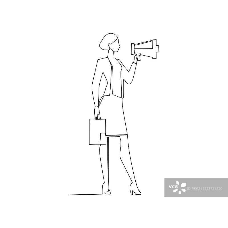 商务女性的连续线条画图片素材
