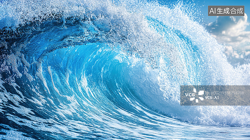 【AI数字艺术】可持续海洋能源：浮动风电场平台与潮汐涡轮和波浪发电器海浪绿色科技基础设施图片素材