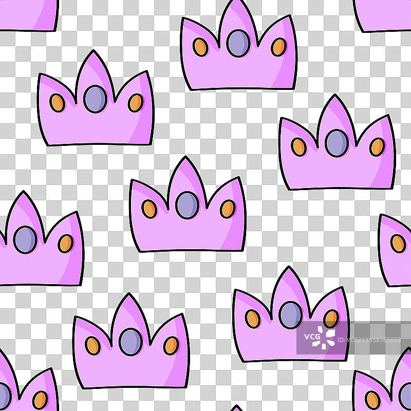 带有皇冠的无缝图案在彩色背景上图片素材